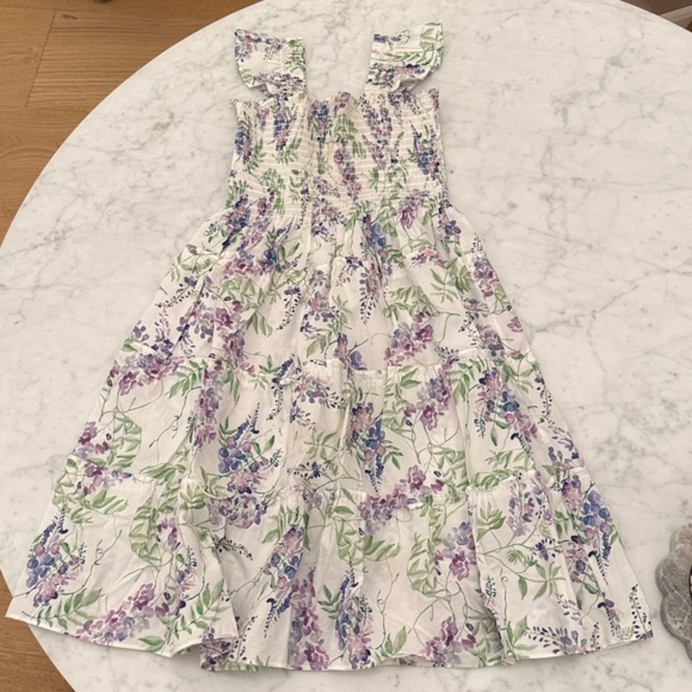 Hill House Tiny Ellie Nap Dress Wisteria Floral Girls 9/10 EUC